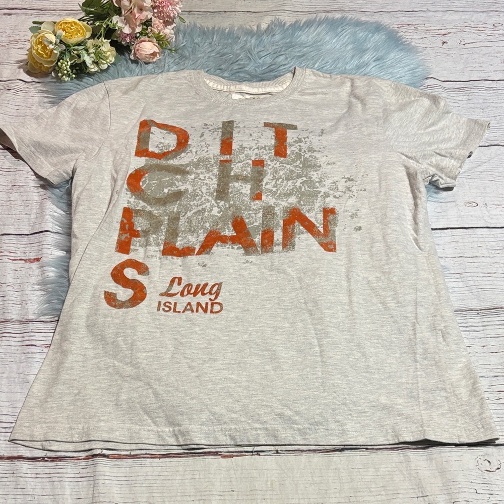 Ditch Plains Long Island Cream Orange Short Sleeve Graphic Tee sz XL